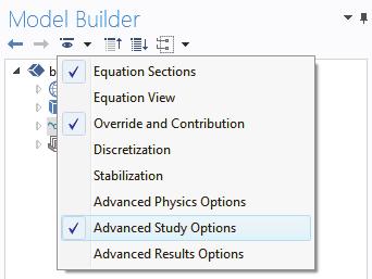 Options by clicking the Show button selecting Advanced Study Options.