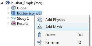 Adding Meshes A model component can contain different meshing sequences for generating meshes with different settings. These sequences can then be accessed by the study steps.