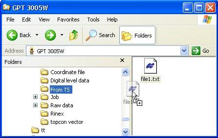 Importing Data Files From a Topcon Device 5. Follow instructions on the Download from Total Station dialog box.