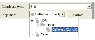 Depending on the data type of the converted/created file, the user can select the following coordinate type in the To/From fields: If the user selected the Ground or Localization coordinate type,