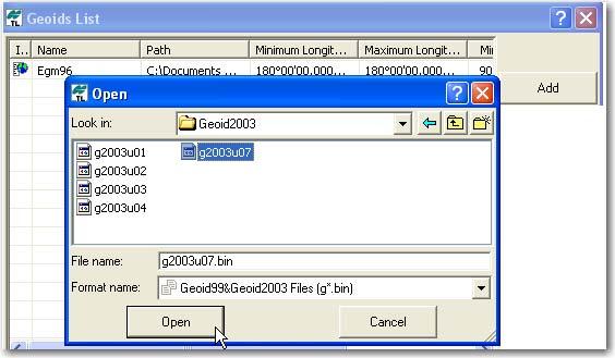 Converting A File and select the folder where the desired geoid file is located: Then activate this geoid for
