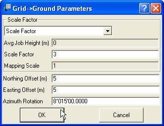 About Grid->Ground Parameters 3. Enter the northing and easting offsets in meters from the origin of the grid coordinate system. 4.