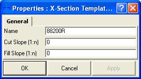 cross section templates can be edited, except segment offsets. Edit Left Panel X-Section Template Properties 1.