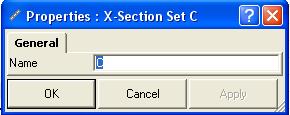 Edit Properties for the X-Section Editing Roads with String Set For a Field Software Job that contains a road with String Set, the Roads tab displays two panels: the left - the name