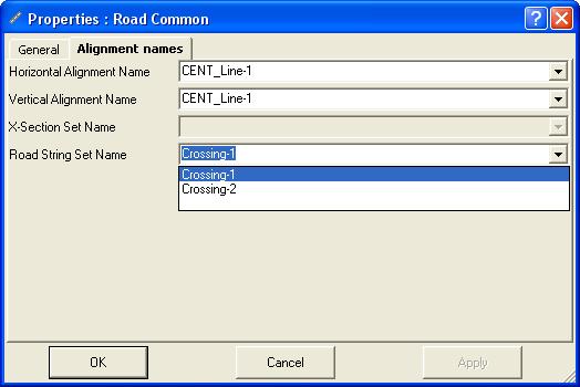 Editing Data in Topcon Link alignments, and select a road string set that describes the parameters of the surface road. Figure 6-62.