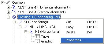 Editing Roads To edit any object of the road string set (road string, pair, alignment) of the