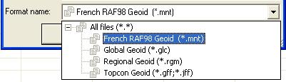 Introduction geoids (selected official geoid, global (*.glc), custom regional (*.rgm) and topcon geoid (*.jff and/or *.