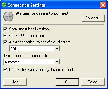 Introduction 2. After installing ActiveSync, start the application and click File Connection Settings. Apply the following settings based on the number of ports on the computer (Table 1-2).