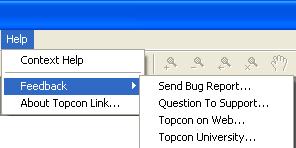 Introduction Sending Feedback and Bug Reports to Topcon Support The Feedback option in the Help menu offers a way to provide feedback and direct connection with the Topcon GPS
