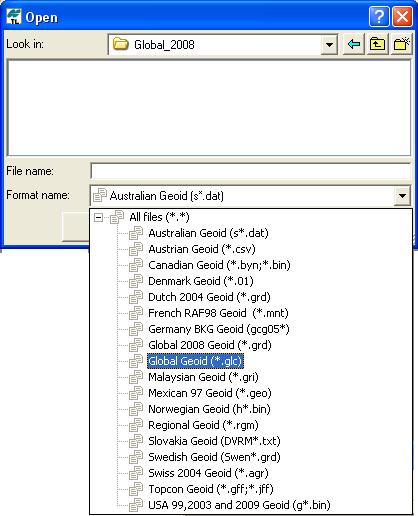 Adding a Geoid 3. Navigate to the location of the geoid and select the format of the geoid. 4.