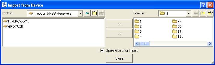 Importing Data Files From a Topcon Device 6. In the left pane, select the desired *.