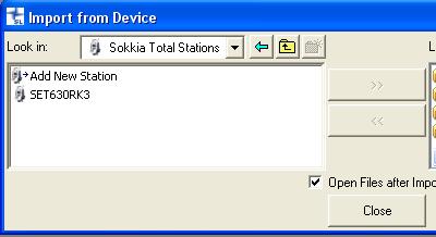 Follow all steps listed in the Download file from Total Station dialog box.