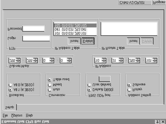 The Ethernet Unit CPU Bus Unit dialog appears: Select the Sub-net Mask and the PLC IP Address.