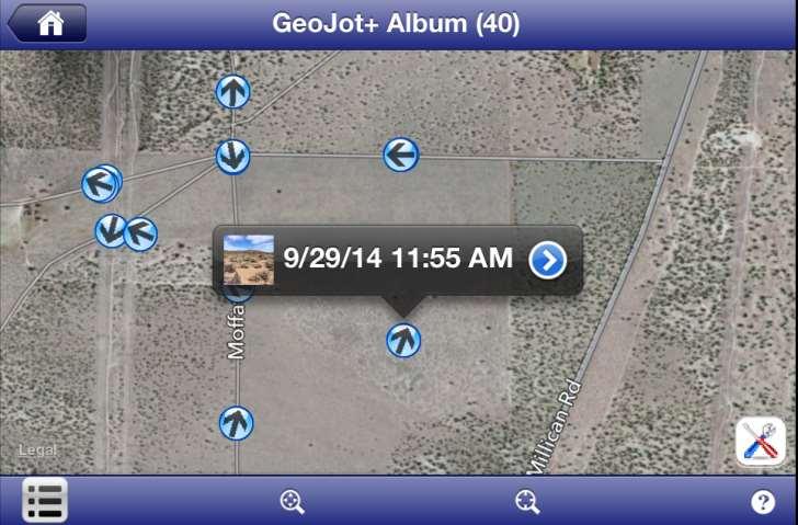 GeoJot+ Good Photolog Software Photos automatically linked to GPS point and
