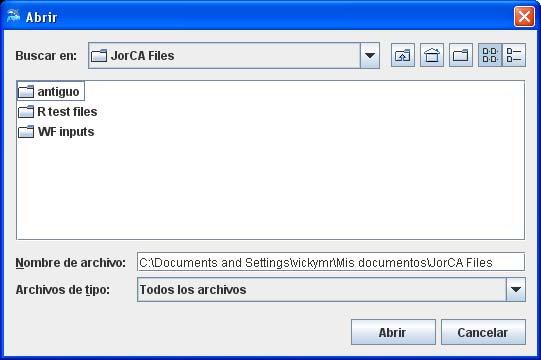 Starting jorca To run jorca double click on jorca.bat (under MS-Windows) icon or jorca.sh (under UNIX OS).