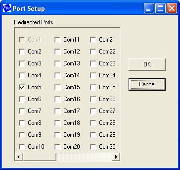 10. Click the Com Setup button. A port Setup dialog box similar to the one in Figure 8-8 appears, with the first logical communications port checked.