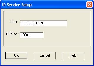 3. Click the Add IP button. The IP Service Setup dialog bow appears (see Figure 8-11). Figure 8-11. IP Service Setup Dialog Box 4. In the Host field, enter the IP address of the gateway. 5.