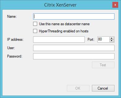 CITRIX XENSERVER The Citrix XenServer connector uses an API connection. 1. Type a Site name for this collection of XenServer servers. 2.