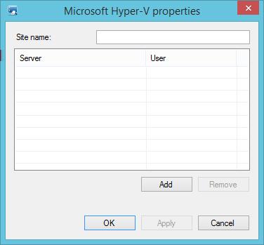MICROSOFT HYPER-V The Microsoft Hyper-V connector uses an API connection. 1. Type the Site name for this collection of Hyper-V servers. This setting will override the Global site id. 2.