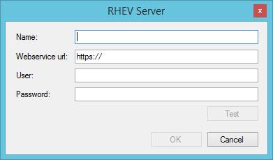 The RHEV Server dialog box appears. 3. Type the Name of the data center. NOTE This name will only be used for reference in the Snow RHEV Scanner Configurator list.