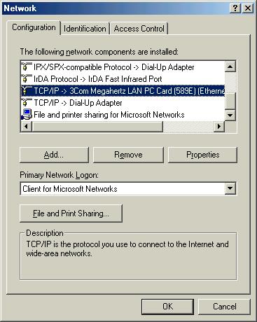 Step 2 Double-clicking the Network icon in Control Panel, the following window will appear.