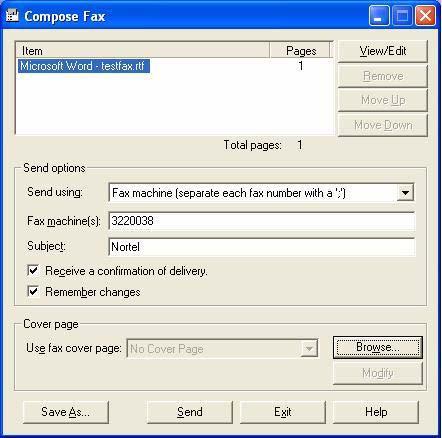 Composing fax and text messages To create and send a single fax message To create a fax, your CallPilot mailbox must have the fax capability enabled.