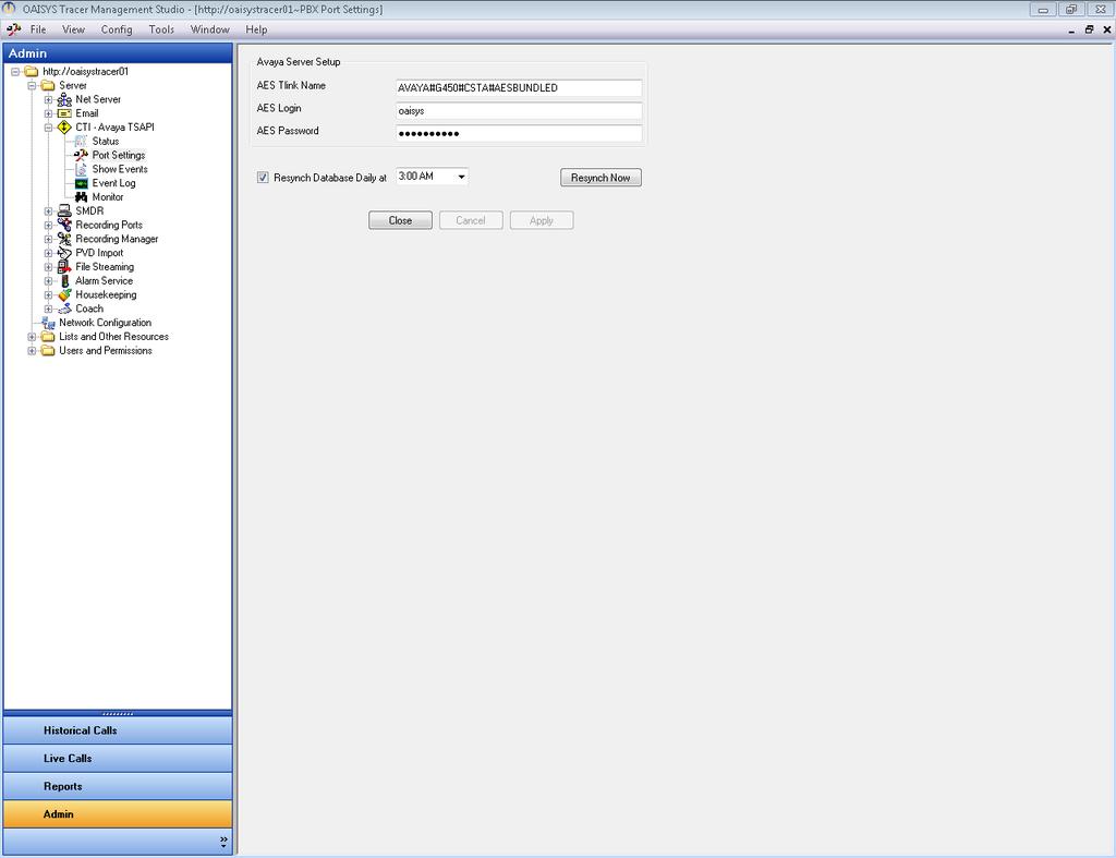 Click the Admin tab on the bottom left and select CTI Avaya TSAPI Port Settings.