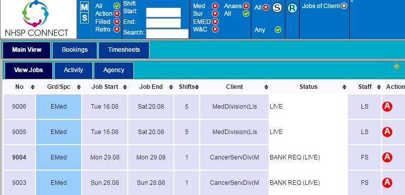 2. overview Once the page loads you will see the following: This page allows you to control all the key activities for managing your Locum bookings and Timesheets.