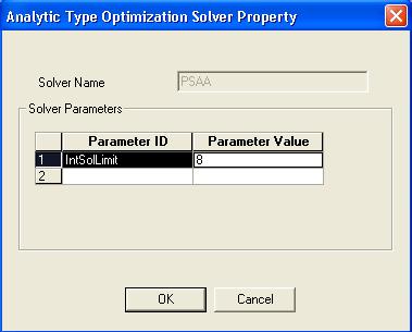Chapter 3 Designing Analytic Type Definitions Configuring Solver Parameters For each solver setting that you specify, you can configure one or more solver parameters.