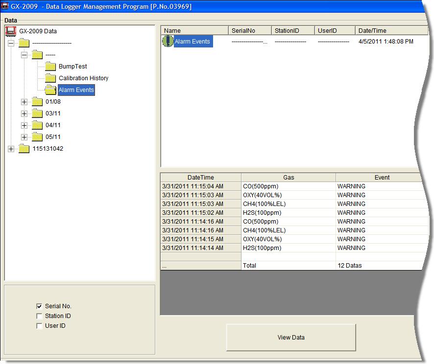 instrument and save them in alarm event files and trouble event files for each instrument that is downloaded.