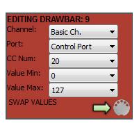 this chapter). For this reason, drawbars and rotary potentiometers are considered the same thing in the DMC-122 and share the same parameters. Figure 5.1 shows the editing panel of Drawbar D9.