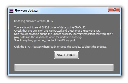 Chapter 15: software updates. The DMC-122 Editor will check for new software updates every time it is launched, as long as the computer is connected to the internet.