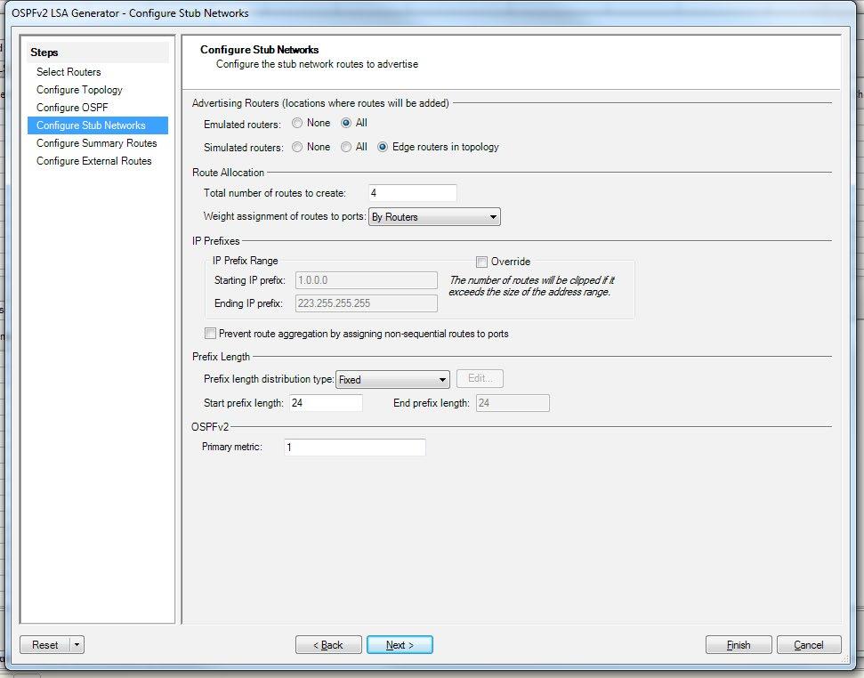 2.4 Configure Stub-Networks: Set the primary metric & add