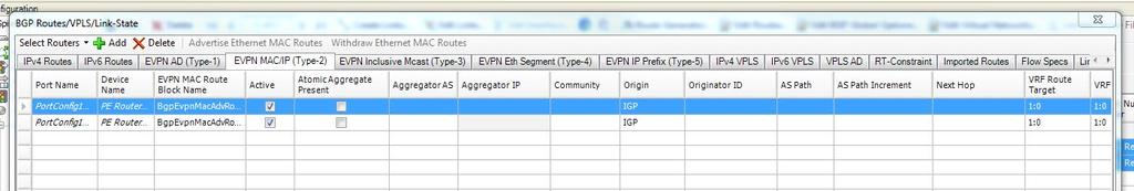 For above topology add EVPN MAC/IP (Type2) & EVPN Inclusive