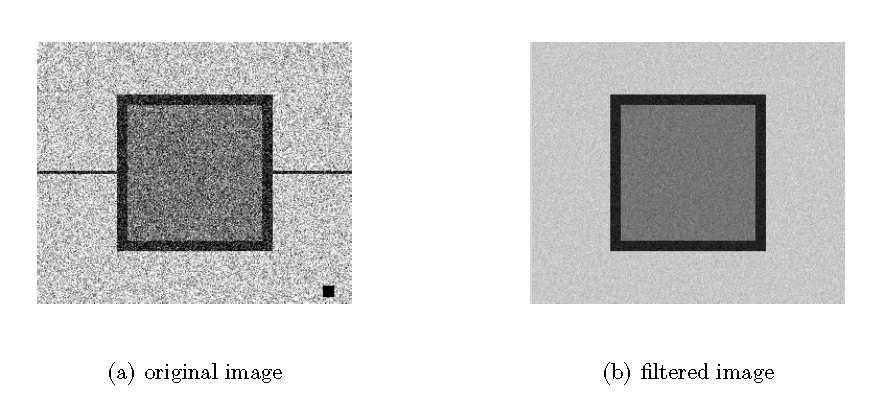 Question 6 In the figure below, when the image on the left was filtered using a smoothing filter, the result was the image on the right. The filter used was one of these: 1. averaging filter; 2.