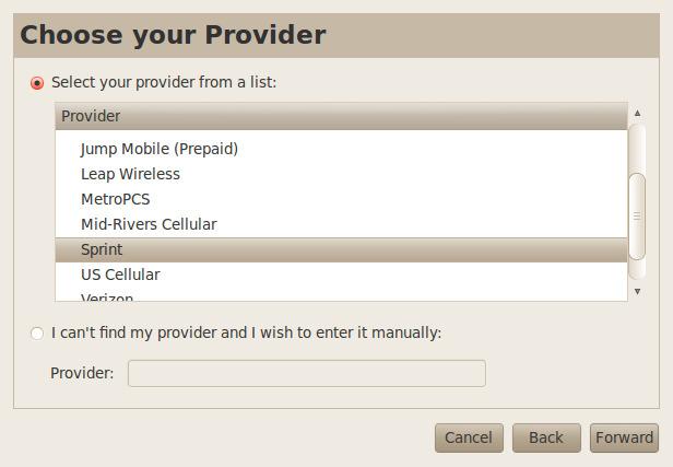 5. Select Sprint from the provider