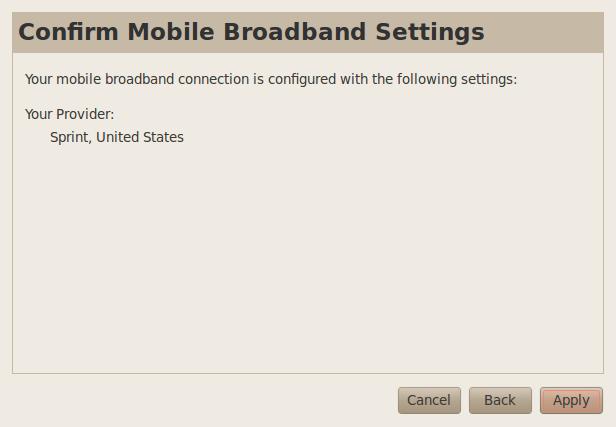 Confirm the mobile broadband settings