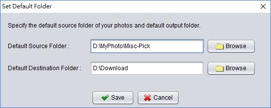 4.2. Default Folder You can specify the default source and output folder
