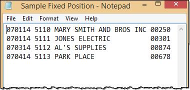 With a fixed position file, information is located within a specific position of the line.