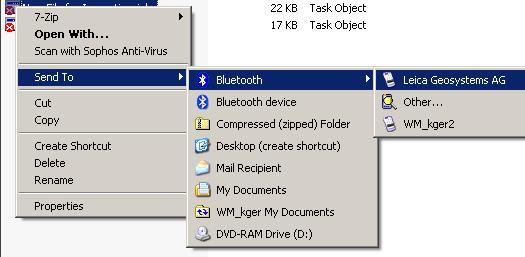DCP Pocket Data Exchange (2/4) Transferring Job Files from a PC to DCP Pocket: Select a job file and send it to