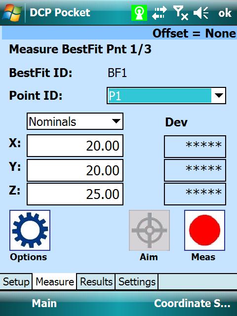 Gravity option offers 2 point Best-Fit alignment Measure Measurement
