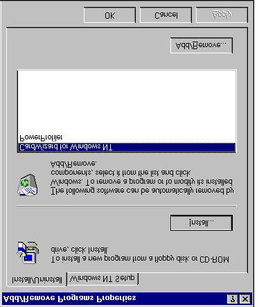 CARDWIZARD FOR WINDOWS NT Uninstalling CardWizard for Windows NT CardWizard can be uninstalled from either the Control Panel or the Start menu item. Note, with version 4.