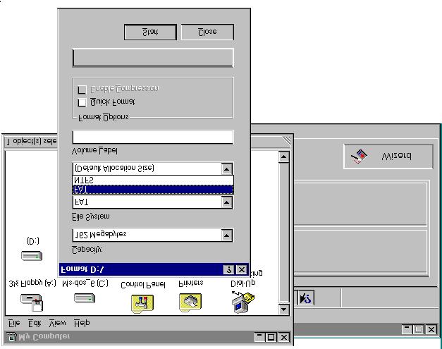 CARDWIZARD FOR WINDOWS NT Method 2 (From My Computer) From My Computer, select the icon representing your Mass Storage PC Card. From the File menu select Format.