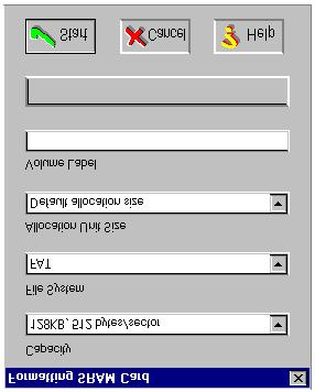 To format a Memory PC Card using CardWizard: Select Format from the Actions Menu or after pressing the right mouse button.