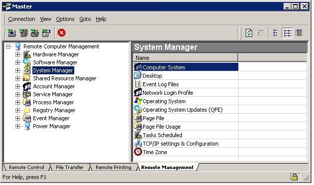 PC-Duo Master Guide System Manager System Manager provides you with a graphical view of various configuration settings on the remote Host computer.