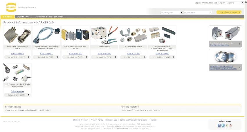 HARTING ecatalogue You can find the HARTING ecatalogue at www.harting.com. The HARTING ecatalogue is an electronic catalogue with a product configurator.