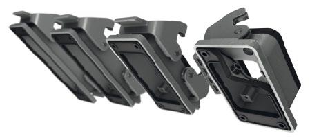Han B Housings, bulkhead mounting, IP 67 Available Juli 2013 Features Compatible to all standard hoods/housings Approved lever locking system with Han-Easy Lock Standard panel cut out Degree of