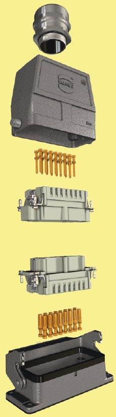 Han HMC Connectors for High Mating Cycles Features This series Han HMC (High Mating Cycles) is a connector series specifically aiming at industrial applications for 10,000 mating cycles.
