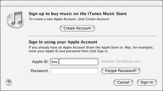 542133 Bk01Ch01.qxd 9/22/03 8:51 PM Page 18 18 Buying Music Online from Apple 2. Click the Sign In button on the right to create an account or sign in to an existing account.