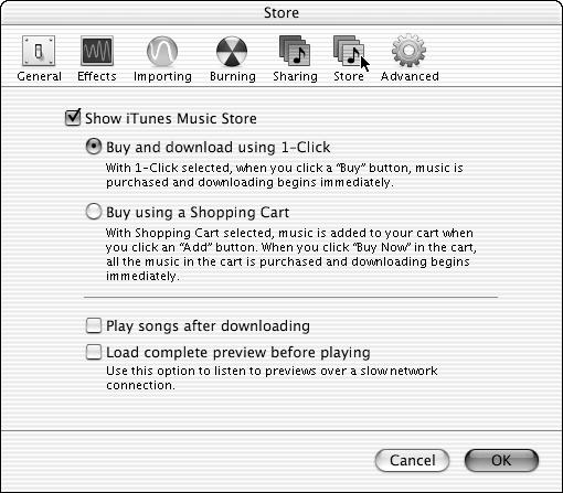 itunes the Digital Jukebox 542133 Bk01Ch01.qxd 9/22/03 8:51 PM Page 21 Importing into itunes 21 Book I Chapter 1 Figure 1-9: Setting your preferences for the Apple Music Store.